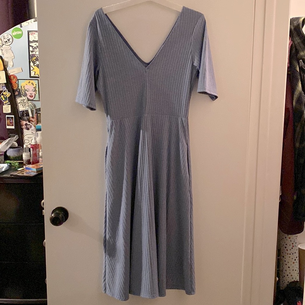 Socialite Baby Blue V-Neck Dress